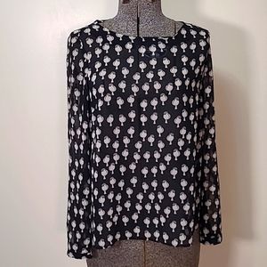 Daniel Rainn Sheer Cute Bird Print Blouse Size XS